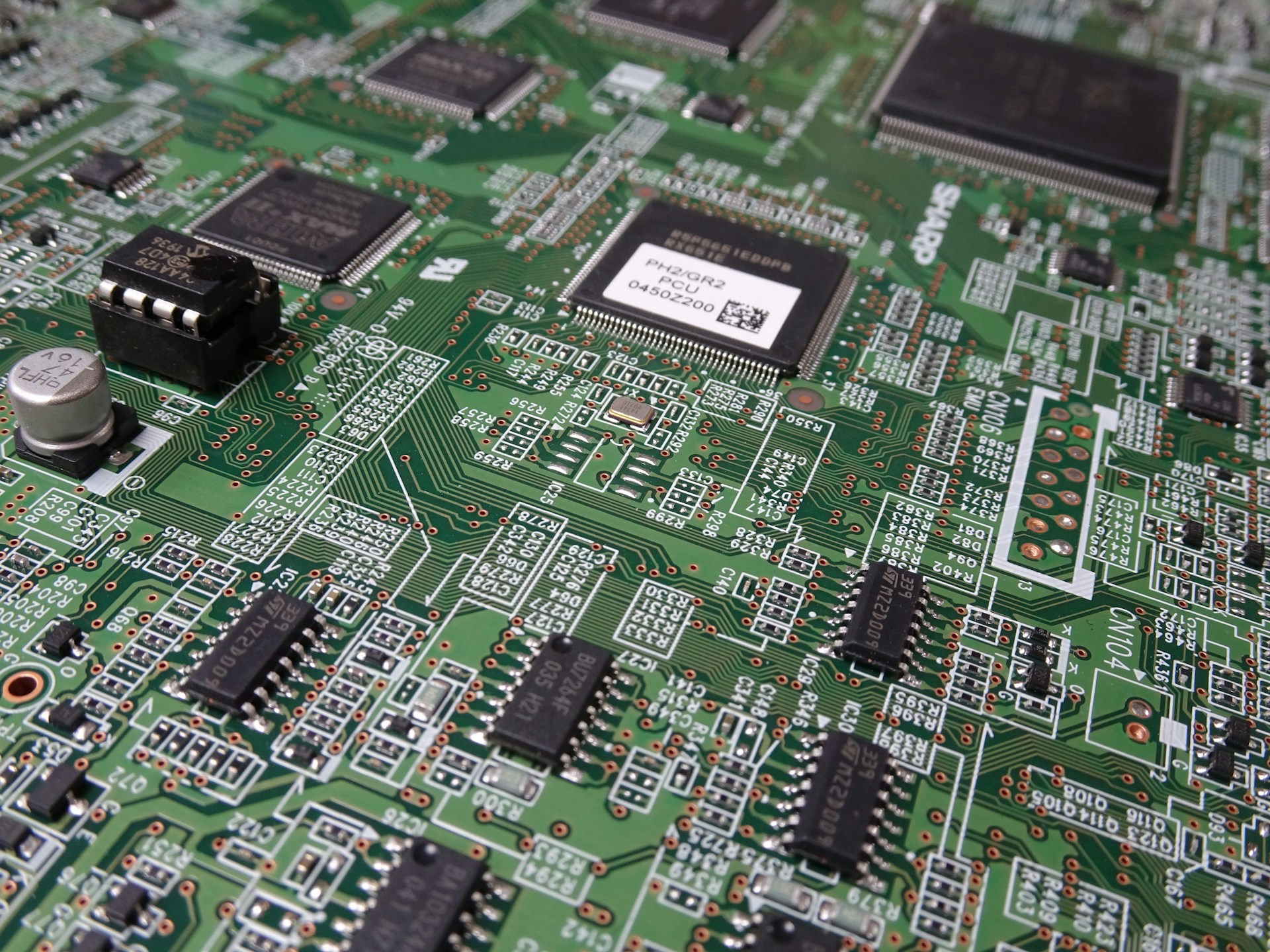 Close-up of a printed circuit board
